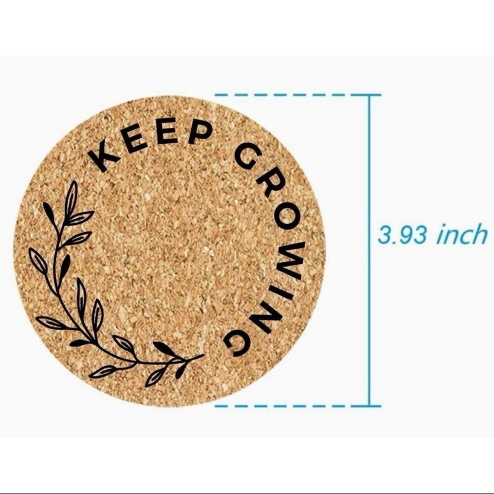 Keep Growing Cork Coasters Laser Engraved Minimalist Plant Design Kitchen Decor